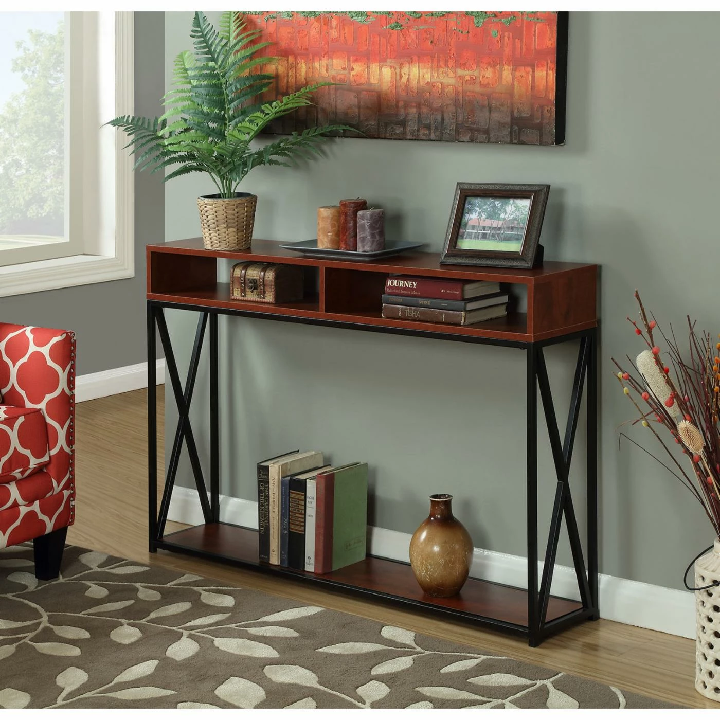 New π Craftsman & Mission Style Console Tables Convenience Concepts Tucson Deluxe 2 Tier Console Table π - Image 4