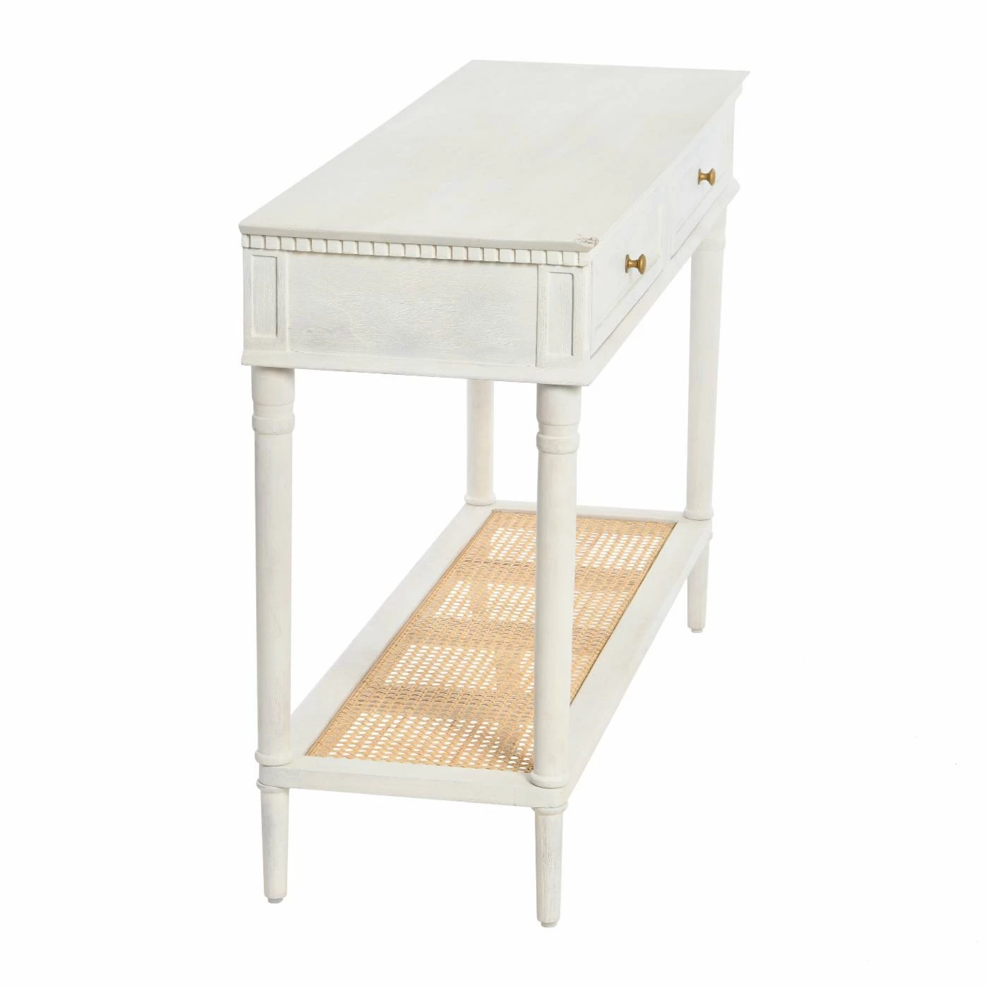 Promo 🎁 Coastal & Nautical Console Tables Creative Co-Op Maxwelton Wood And Cane Console Table - White 🥰 - Image 3
