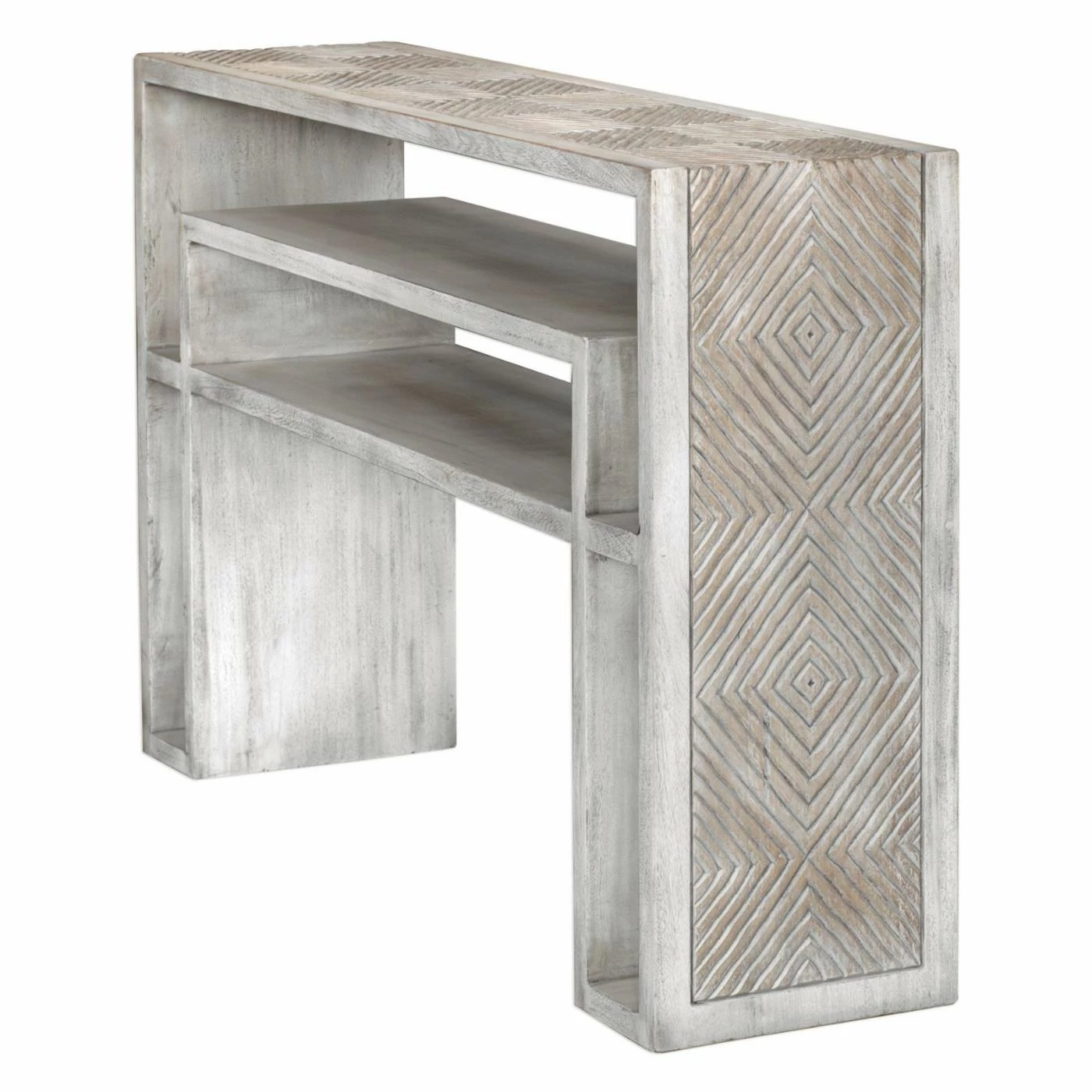 Best Pirce ๐ Mid-Century Modern Console Tables Uttermost Genara Carved Console Table ๐ - Image 4