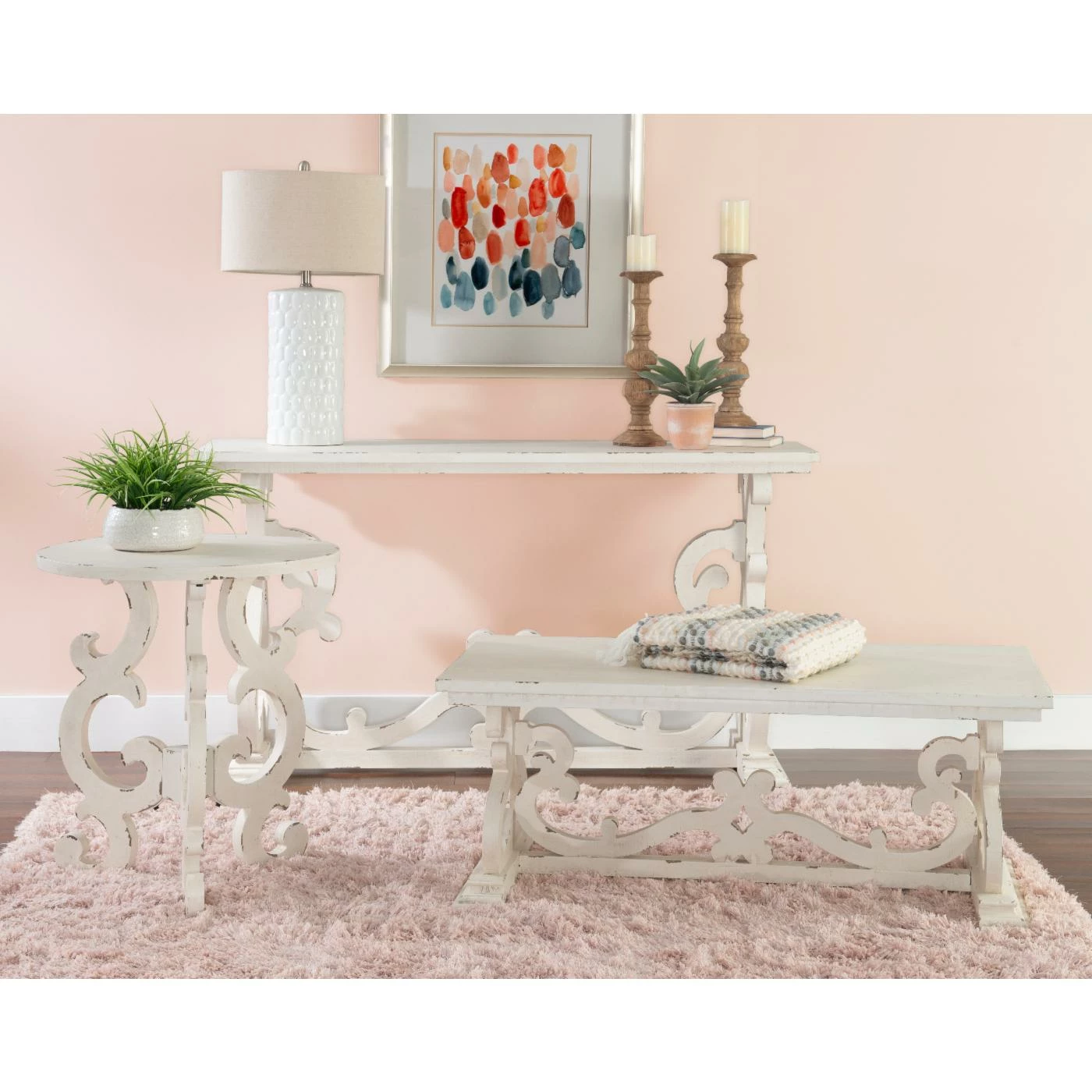 Best deal 🥰 Farmhouse & Cottage Style Console Tables Powell Renck Console - White ❤️ - Image 6