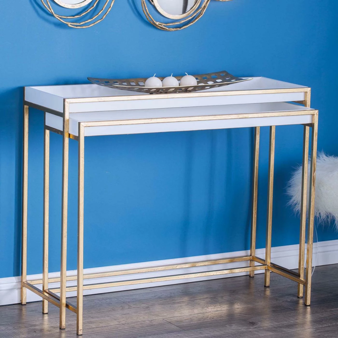 Promo ✔️ Glam Console Tables DecMode Contemporary Rectangular Nesting Console Tables - Set Of 2 ✨ - Image 6