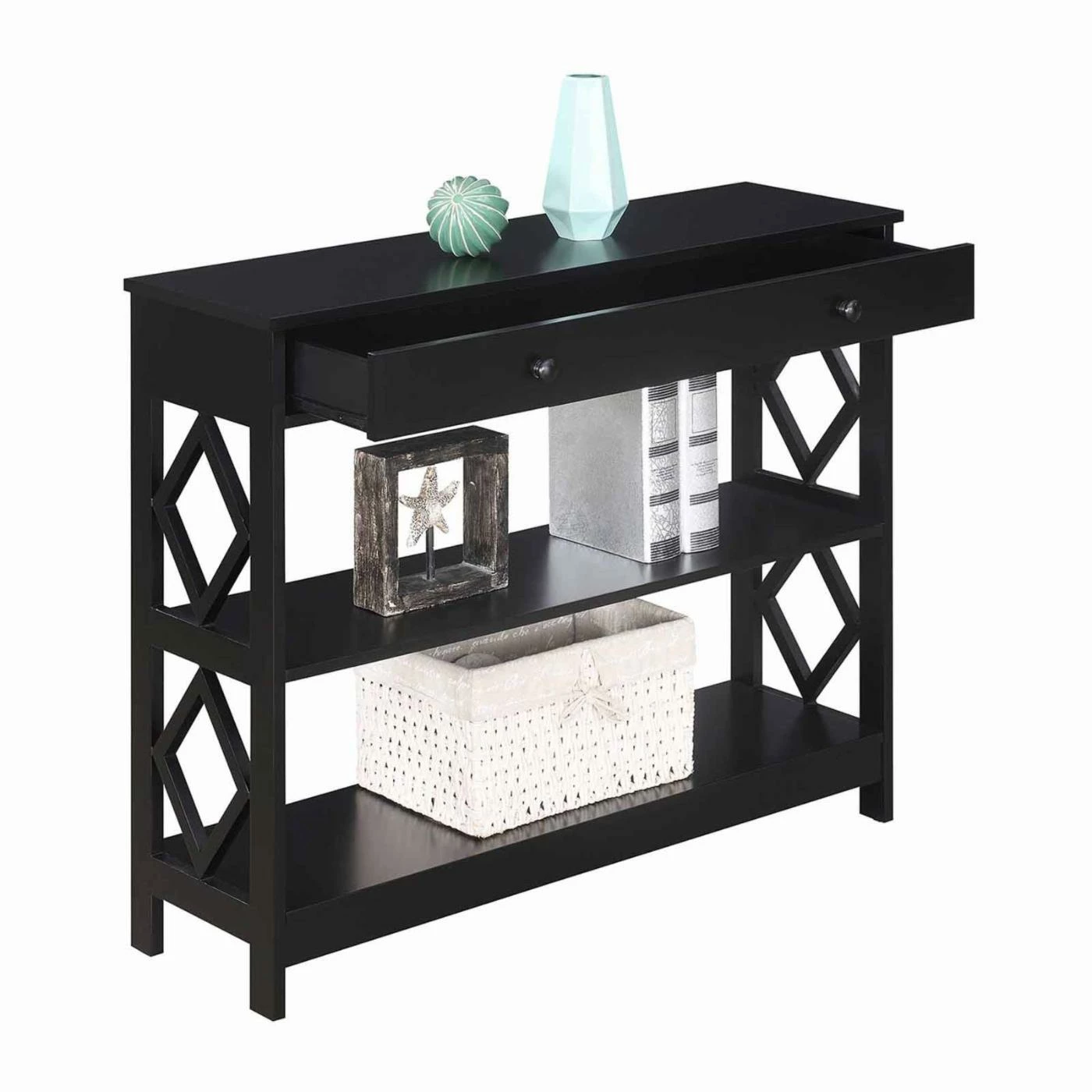 Cheapest 🎁 Transitional Console Tables Convenience Concepts Diamond 1 Drawer Console Table 💯 - Image 7