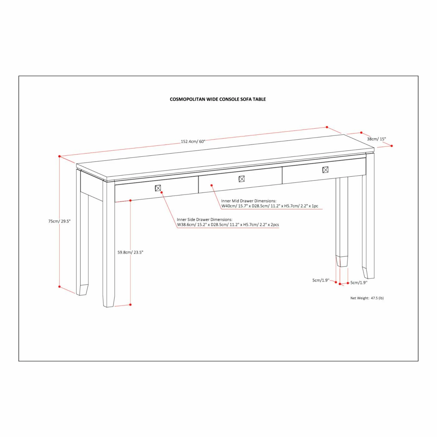 Hot Sale ⌛ Brooklyn & Max Contemporary & Modern Console Tables Brooklyn + Max City 3 Drawer Solid Wood Console Table 😍 - Image 7