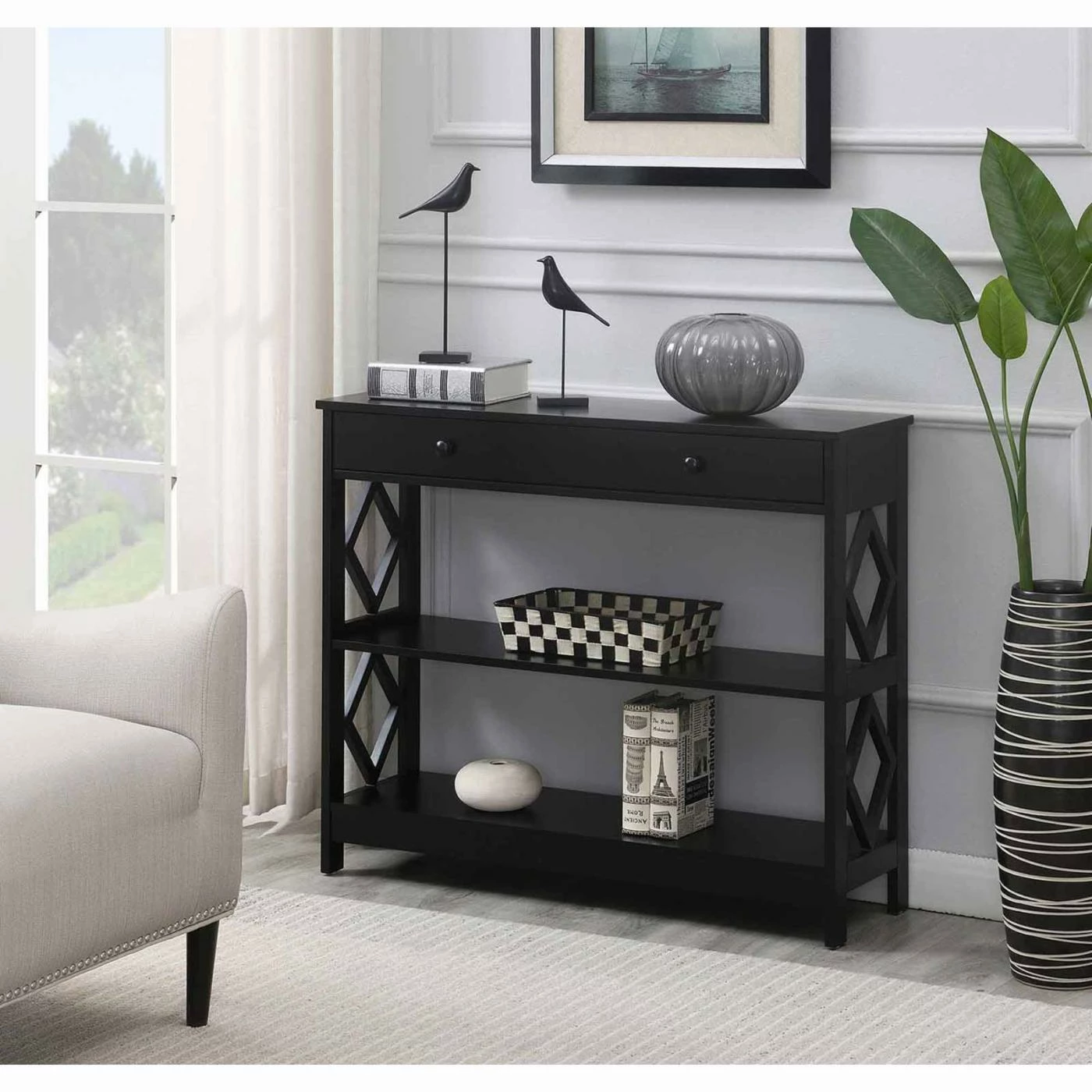Cheapest 🎁 Transitional Console Tables Convenience Concepts Diamond 1 Drawer Console Table 💯 - Image 8