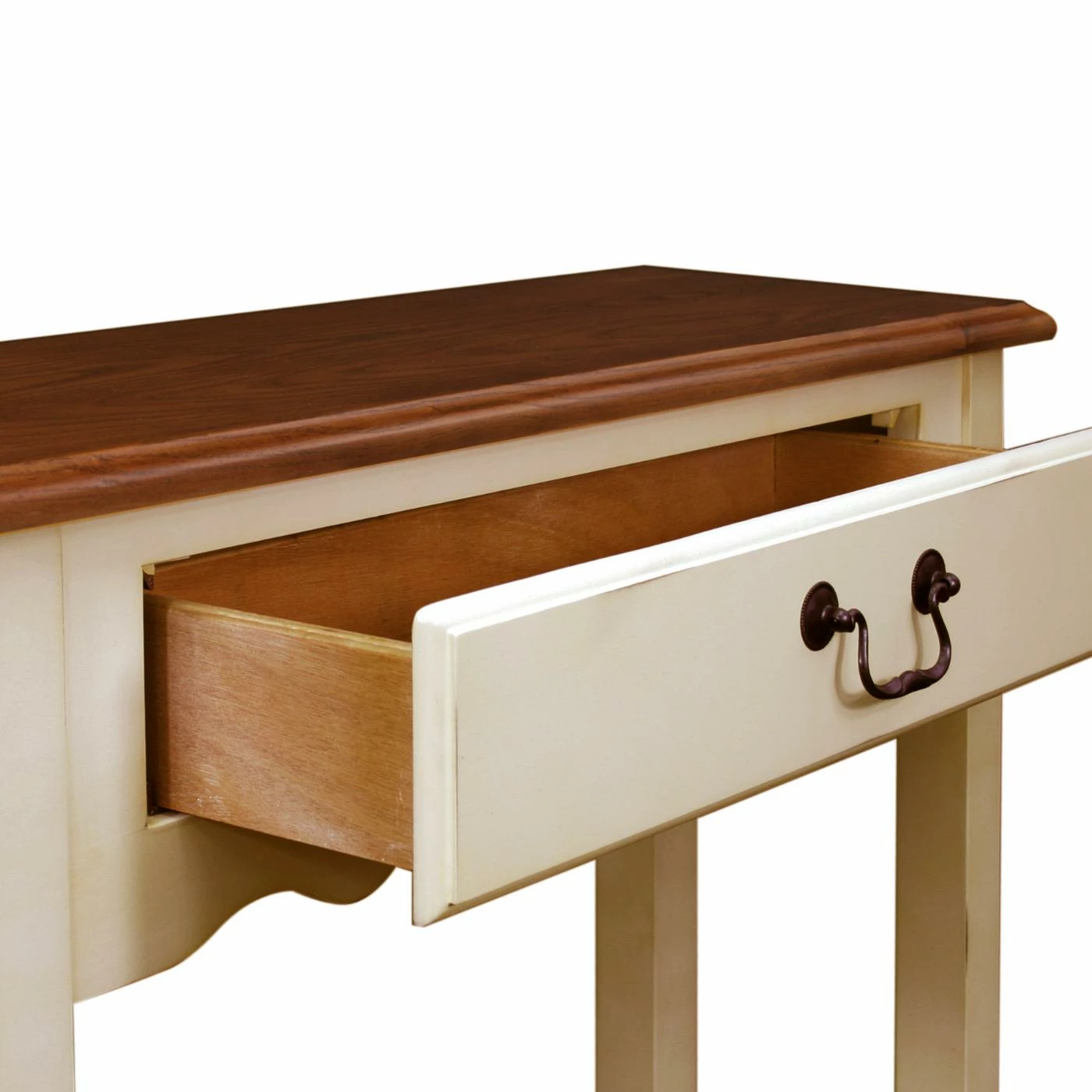 Buy ⌛ Classic & Traditional Console Tables Leick Home One Drawer Wave Hall Console Table With Shelf, Ivory And Brown Cherry 👍 - Image 8