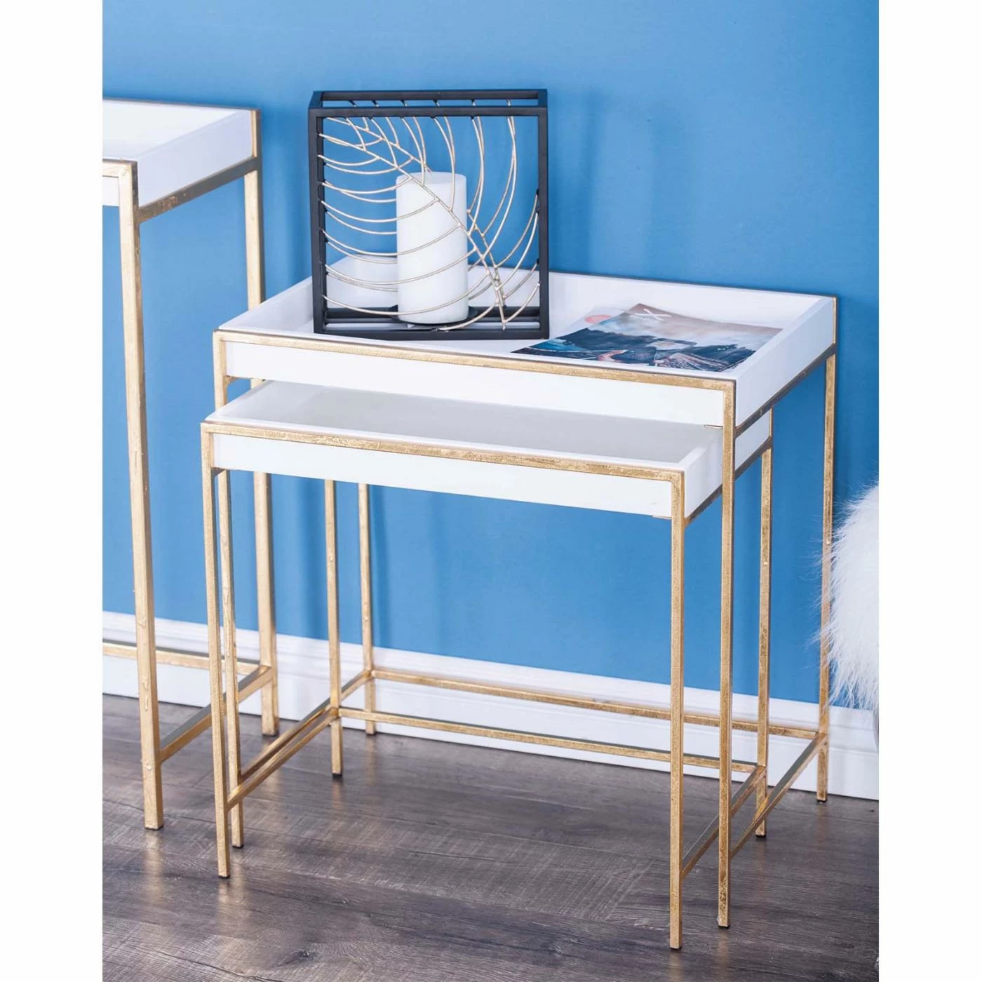 Promo ✔️ Glam Console Tables DecMode Contemporary Rectangular Nesting Console Tables - Set Of 2 ✨ - Image 9