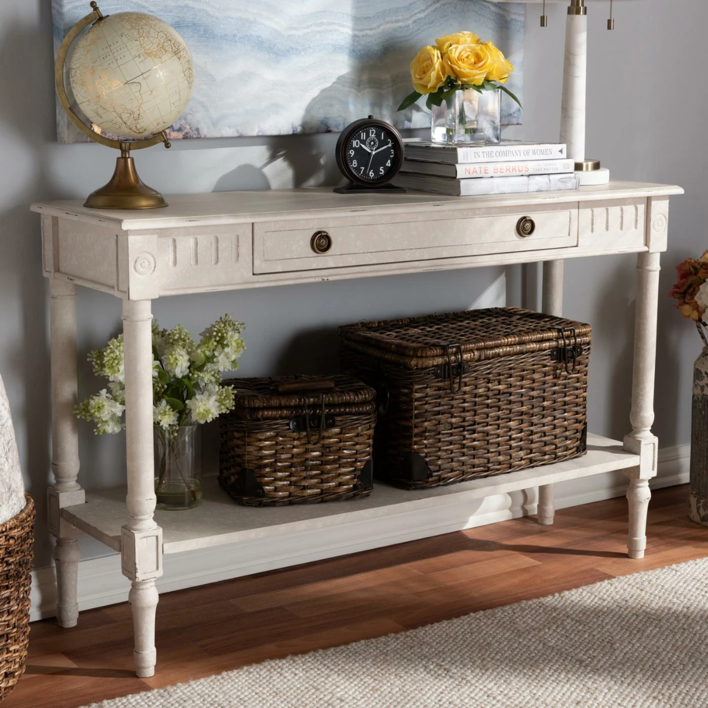 Best reviews of ⭐ Coastal & Nautical Console Tables Baxton Studio Ariella Country Cottage 1 Drawer Console Table 🤩 - Image 9