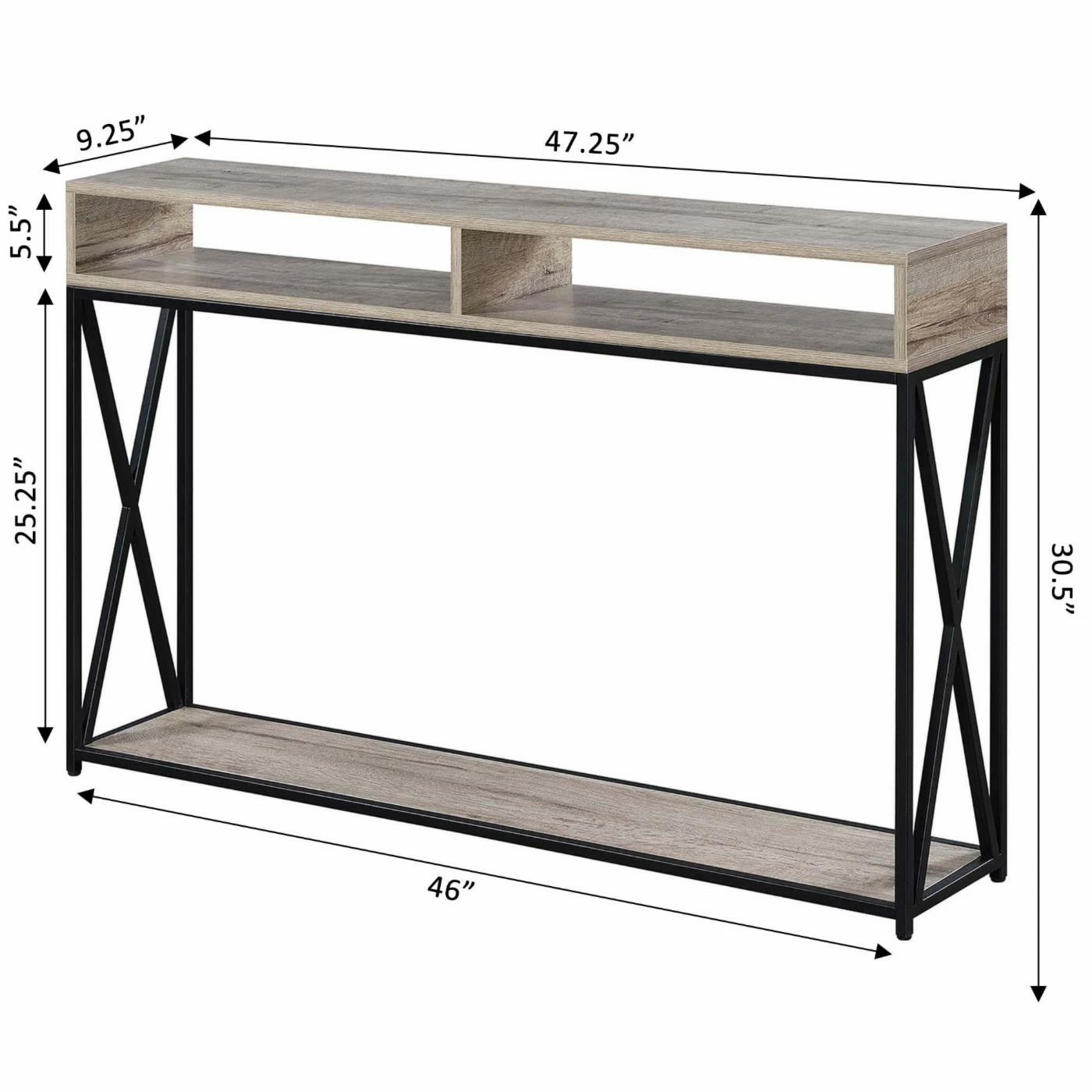 New π Craftsman & Mission Style Console Tables Convenience Concepts Tucson Deluxe 2 Tier Console Table π - Image 9