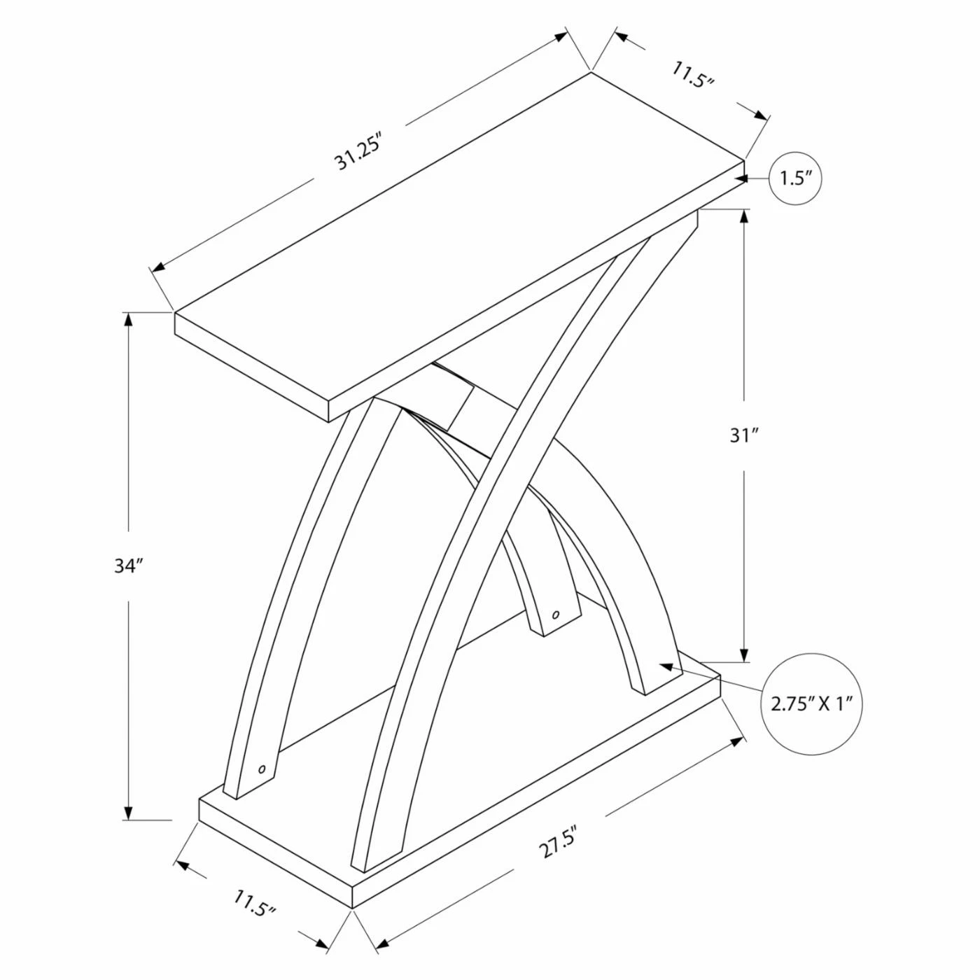New 🔔 Contemporary & Modern Console Tables Monarch Specialties Rectangular Curved Leg Console Table 🛒 - Image 8