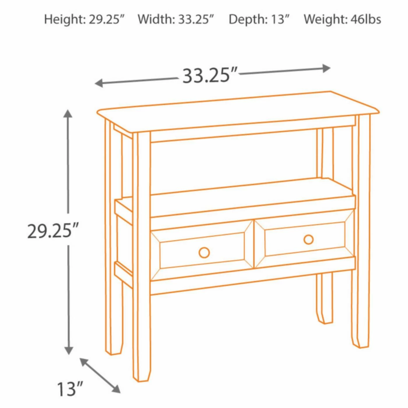 Cheapest 😉 Rustic Console Tables Signature Design By Ashley Abbonto 2 Drawer Accent Console Table ❤️ - Image 3