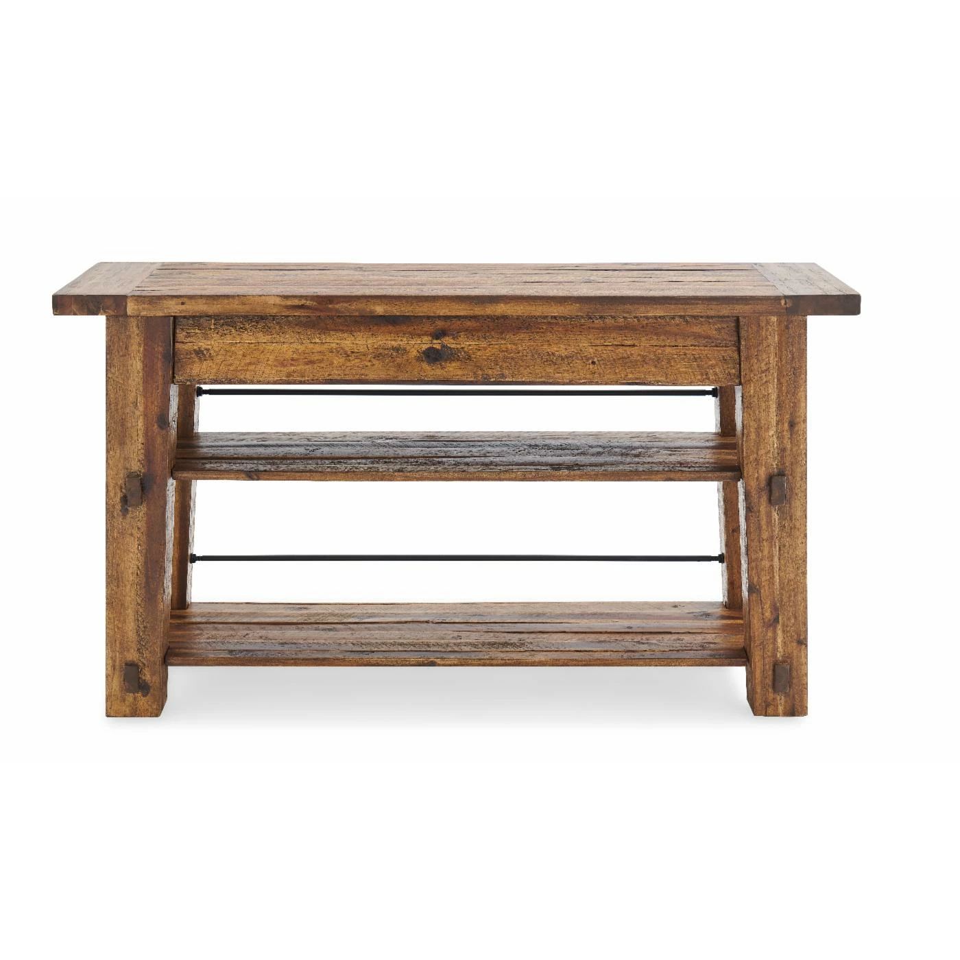 Top 10 π€© Distressed & Industrial Style Console Tables Alaterre Furniture Durango Industrial Wood Console/Media Table With Two Shelves π - Image 3
