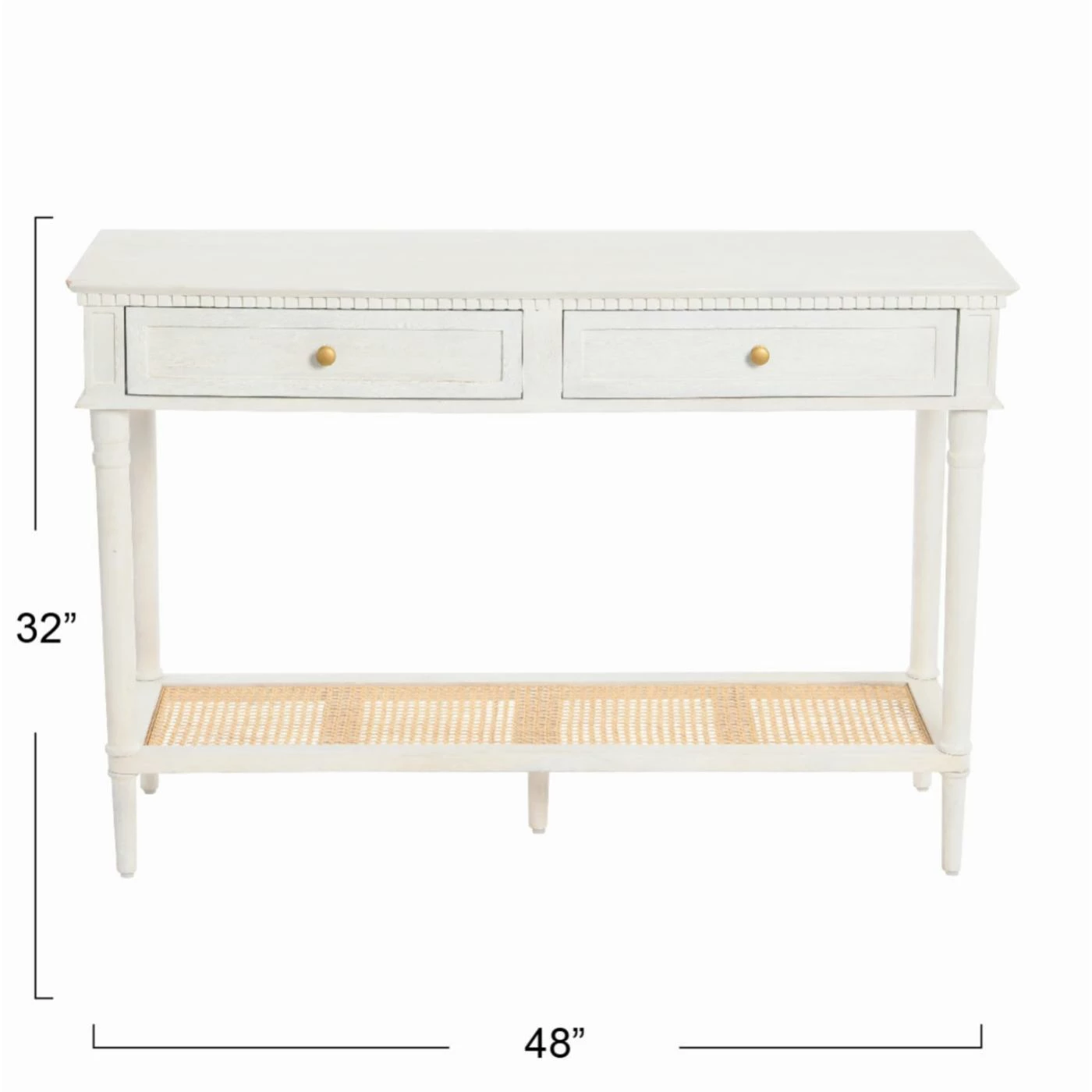 Promo 🎁 Coastal & Nautical Console Tables Creative Co-Op Maxwelton Wood And Cane Console Table - White 🥰 - Image 2