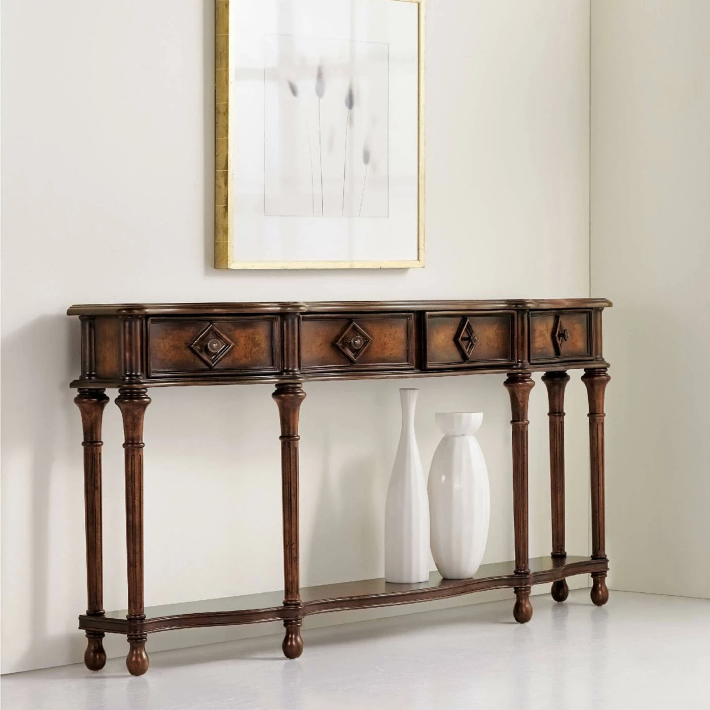 Discount π₯° Transitional Console Tables Hooker Furniture Hall Rectangular 4 Drawer Console Table π - Image 3