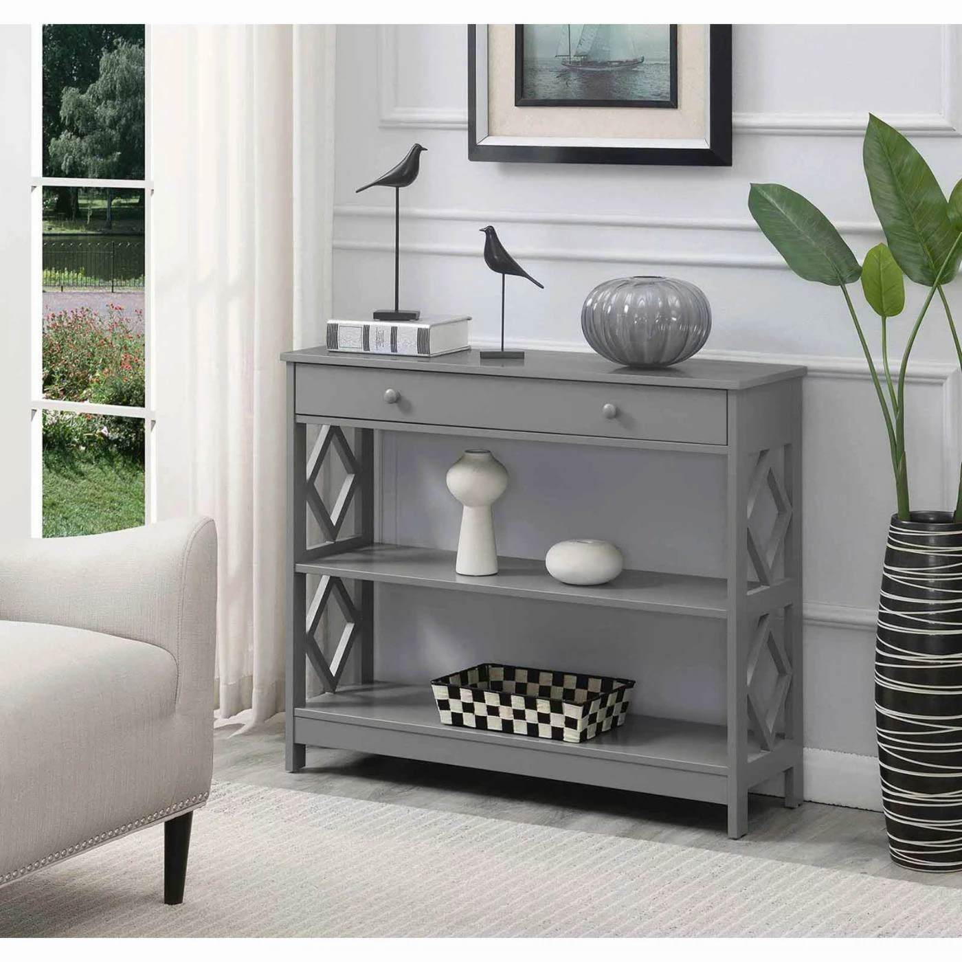 Cheapest 🎁 Transitional Console Tables Convenience Concepts Diamond 1 Drawer Console Table 💯 - Image 2