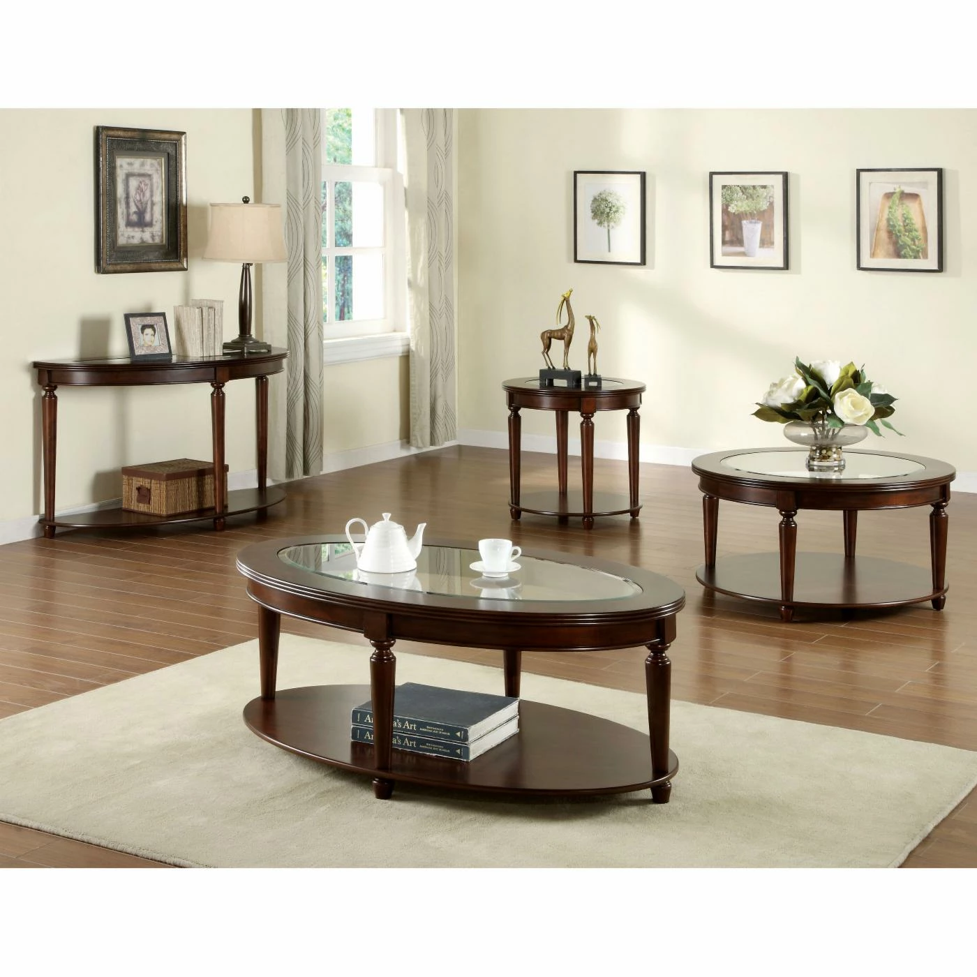 Cheapest 🎁 Classic & Traditional Console Tables Furniture Of America Maerion Glass Top Sofa Table 🔔 - Image 2