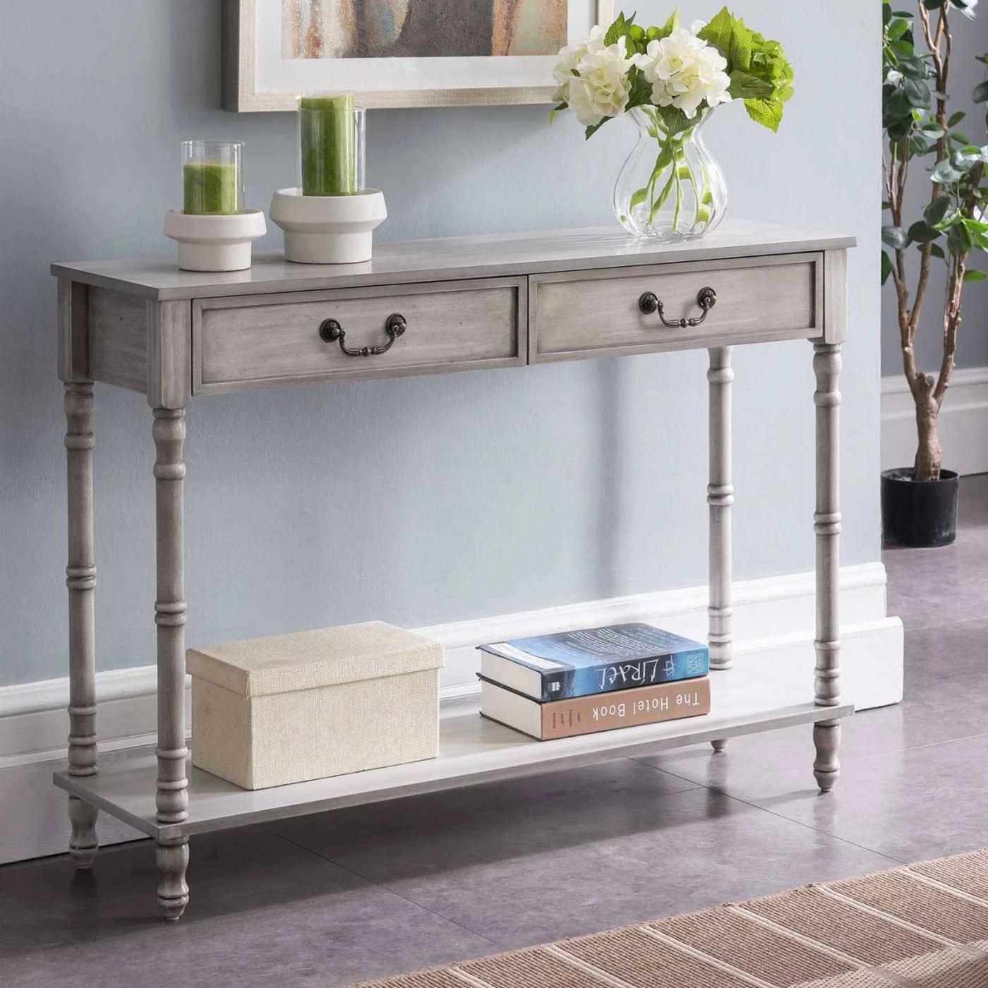 Best Sale ๐ K&B Furniture Classic & Traditional Console Tables K&B Furniture Rustic 2 Drawer Console Table ๐คฉ - Image 2