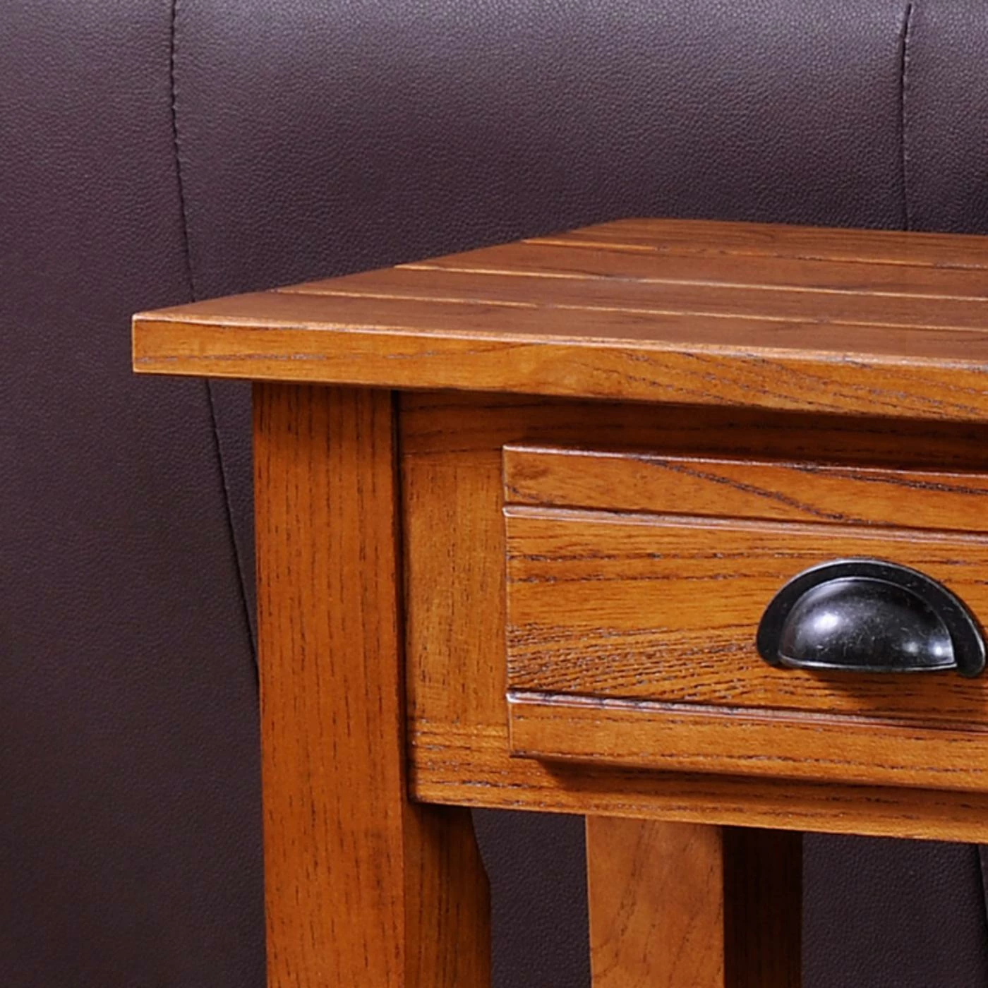 Deals π Craftsman & Mission Style Console Tables Leick Home Bin Pull Oak Two Drawer Console Table 𧨠- Image 2