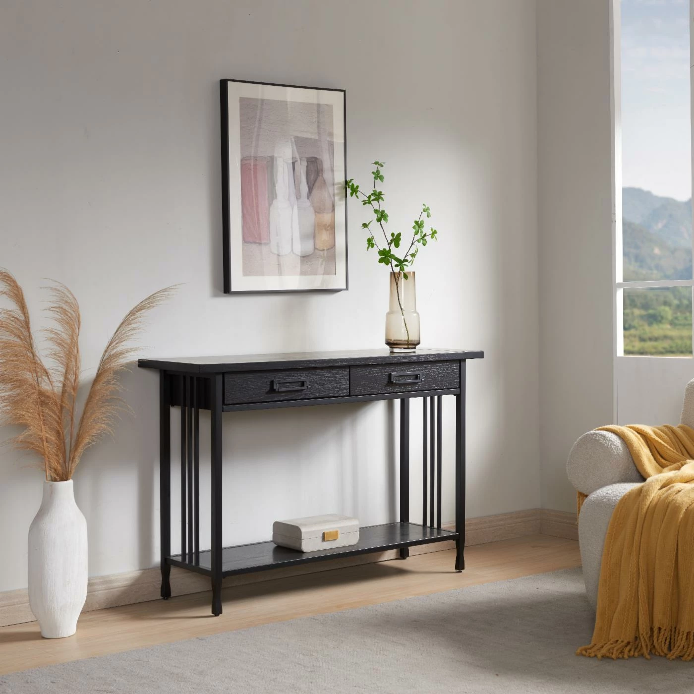 Promo ๐ Contemporary & Modern Console Tables Leick Home Ironcraft Two Drawer Console Table With Shelf - Black Wash ๐ - Image 2