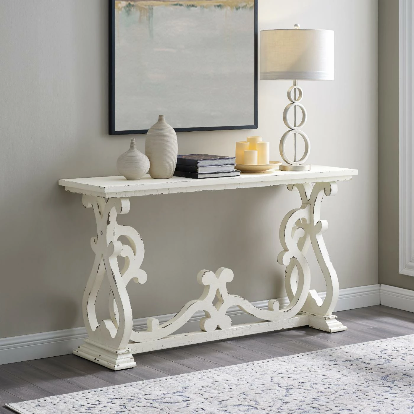 Best deal 🥰 Farmhouse & Cottage Style Console Tables Powell Renck Console - White ❤️ - Image 2