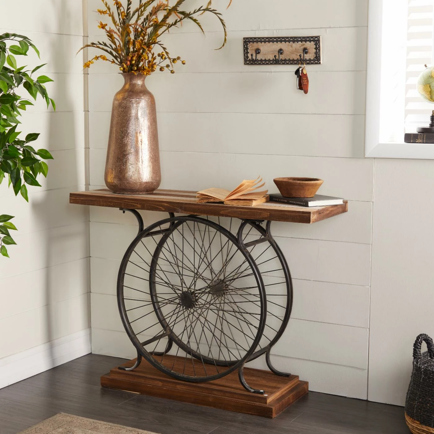 Best reviews of 🛒 Farmhouse & Cottage Style Console Tables DecMode Industrial Iron Wheel Console Table 👏 - Image 2