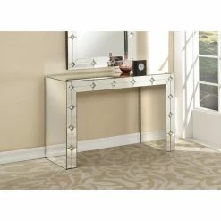 Outlet 🤩 Transitional Console Tables Acme Furniture Hessa Mirrored Console Table ⌛