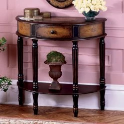 Discount 😍 Butler Specialty Classic & Traditional Console Tables Butler Demilune Console Table - Coffee Hand-painted ⭐