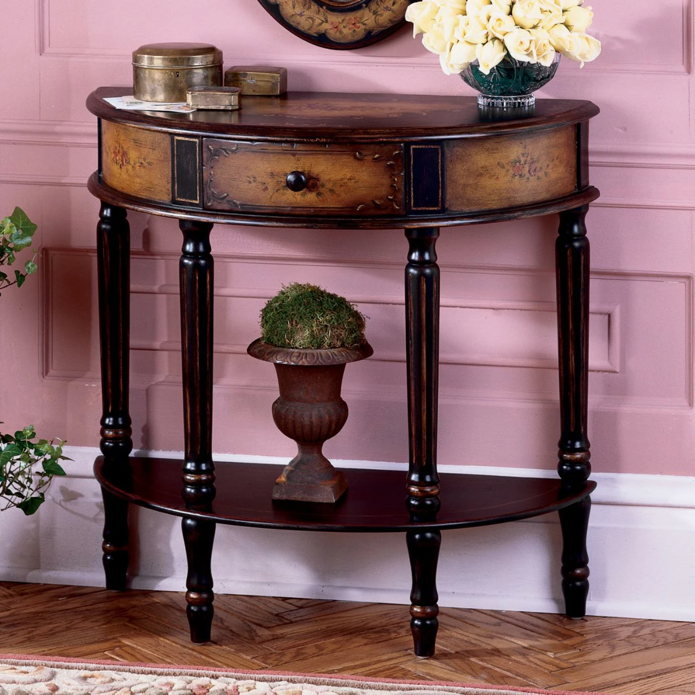 Discount 😍 Butler Specialty Classic & Traditional Console Tables Butler Demilune Console Table - Coffee Hand-painted ⭐