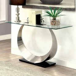 Hot Sale ⌛ Contemporary & Modern Console Tables Furniture Of America Meryl U-Shaped Base Sofa Table 🔔