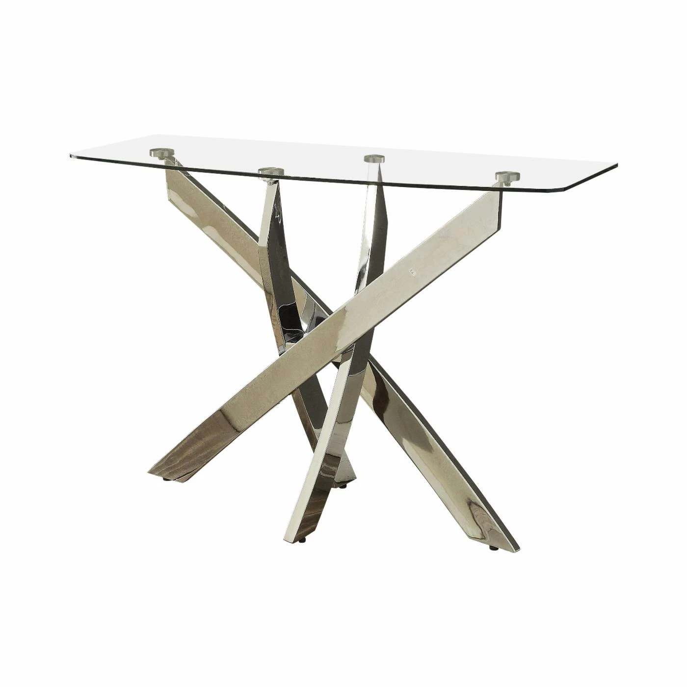 New 🌟 Contemporary & Modern Console Tables Furniture Of America Myron Contemporary Style Chrome Base Sofa Table 🤩