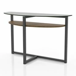 Best deal ✔️ Rustic Console Tables Furniture Of America Garding Black And Brown 1-Shelf Sofa Table ✔️