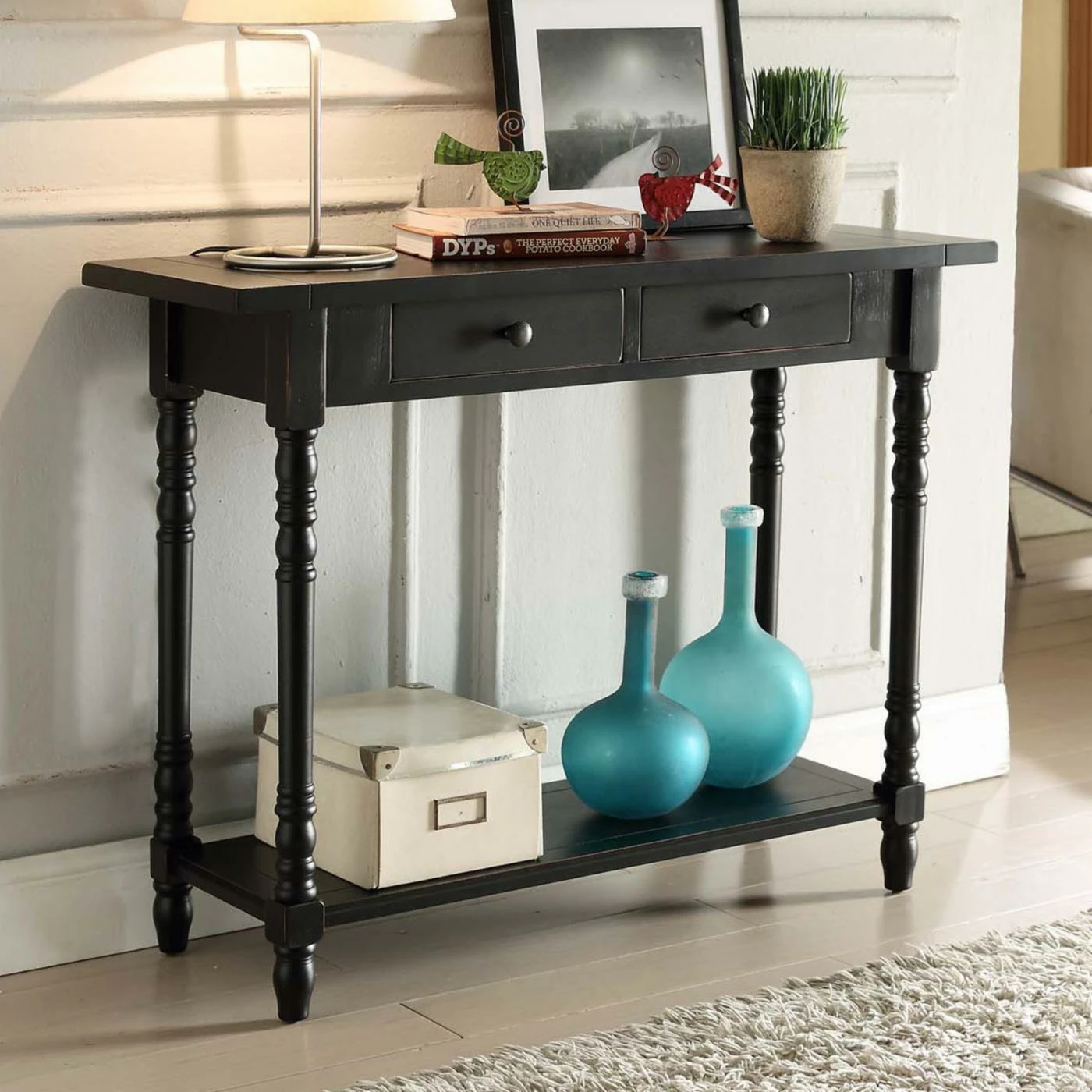 Best Sale ๐ฅ Farmhouse & Cottage Style Console Tables 4D Concepts Simplicity 2 Drawer Entry Table ๐
