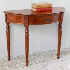 Best Pirce 🥰 Classic & Traditional Console Tables International Caravan Windsor Hand Carved Walnut Stain Wood 1 Drawer Console Table ⌛