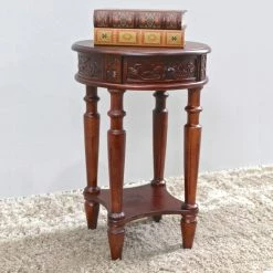 Buy 🧨 Classic & Traditional Console Tables International Caravan Windsor Hand Carved Walnut Stain Wood Hall Table 🥰