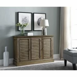 Hot Sale 🤩 K&B Furniture Coastal & Nautical Console Tables K&B Furniture C1207 Rectangle Wood Console Table With Shutter Doors 🛒