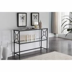 Discount ✨ K&B Furniture Contemporary & Modern Console Tables K&B Furniture C1300 42 In. Rectangle Metal/ Glass Console Table 🥰