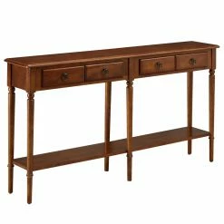 Cheapest ❤️ Classic & Traditional Console Tables Leick Home Two Drawer Pecan Coastal Hall Console/Sofa Table With Shelf, Pecan 😉