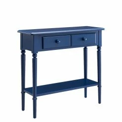 Best Sale ✔️ Classic & Traditional Console Tables Leick Home Coastal Hall Console Table With Drawer Storage, Navy Blue ❤️