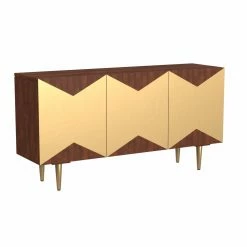 Deals 🌟 Mid-Century Modern Console Tables Powell Kiera Console - Brown With Gold Accents 🔥