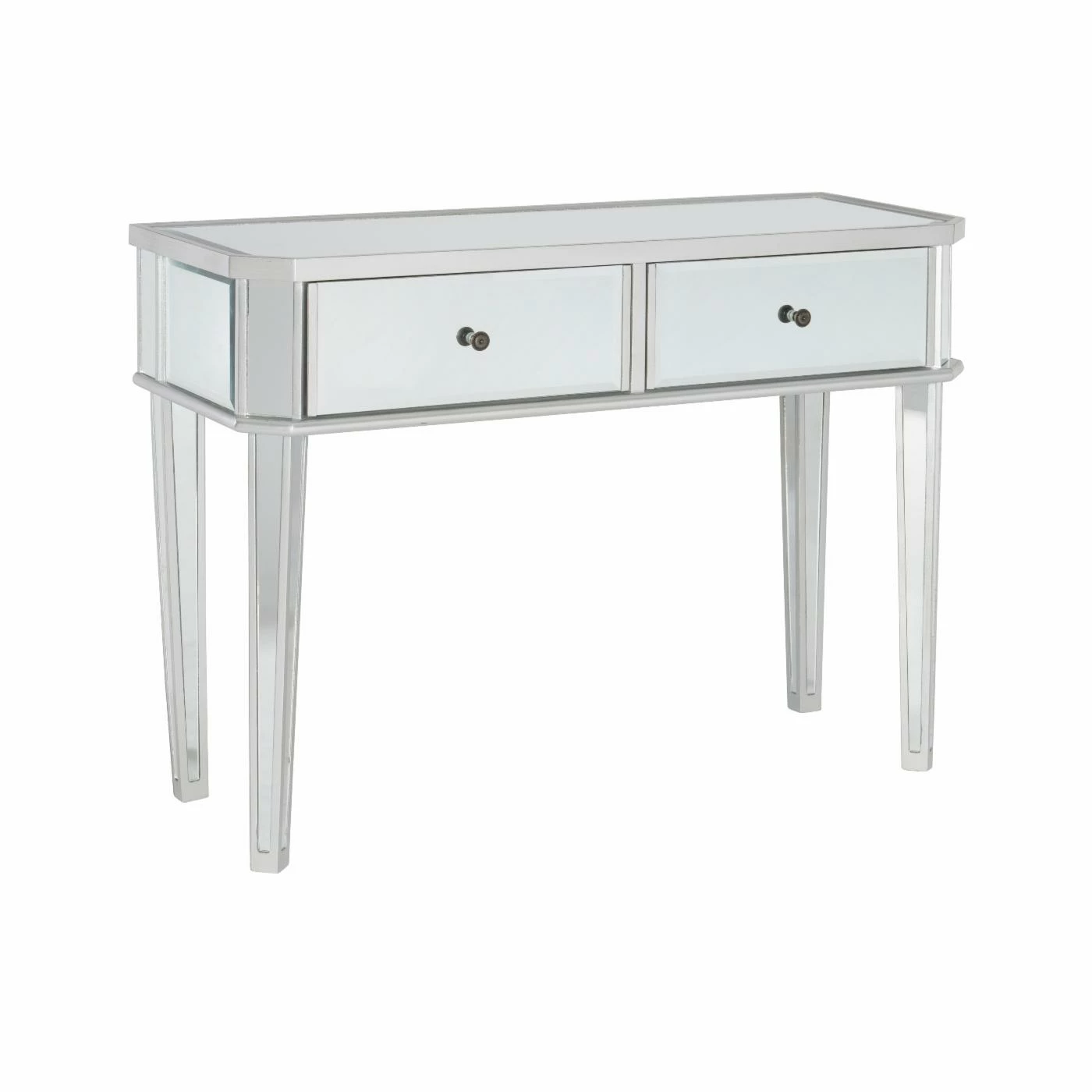 Brand new โจ Glam Console Tables Powell Mirrored 2-Drawer Small Console - Mirrored Surfaces And Luxe Silver Wood ๐