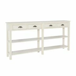 Deals 🛒 Farmhouse & Cottage Style Console Tables Powell Cranford 4-Drawer Console - Soho Cream Crackle 🛒