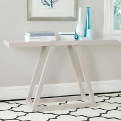 Promo 🧨 Contemporary & Modern Console Tables Safavieh Sutton Modern Scandinavian A - Line Lacquer Console ⭐