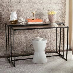 Budget 🤩 Contemporary & Modern Console Tables Safavieh Garin Retro Mid Century Wood Stacking Console ✨