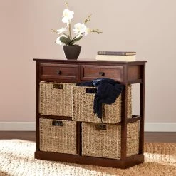 Best Sale 😉 Classic & Traditional Console Tables Southern Enterprises Kenton Console Table With 4 Baskets 🥰