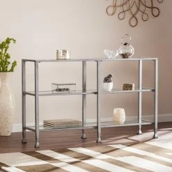 Top 10 🎉 Contemporary & Modern Console Tables Southern Enterprises Jaymes Metal / Glass 3-Tier Console Table/Media Stand 🥰