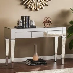 Promo 🥰 Glam Console Tables Southern Enterprises Darien Contemporary Mirrored Console Table 👏