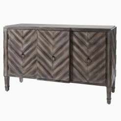 Budget 😉 Mid-Century Modern Console Tables StyleCraft Chevron Patterned 3 Door Reclaimed Wood Console 😉