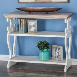 Best deal ⭐ Farmhouse & Cottage Style Console Tables DecMode Wood Decorative Console Table - White 😉
