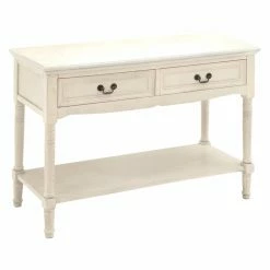Top 10 🌟 Classic & Traditional Console Tables DecMode 2 Drawer Console Table - Antique Ivory ❤️