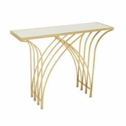 Best Pirce ❤️ Contemporary & Modern Console Tables DecMode Glass Top Decorative Console Table - Gold ⭐