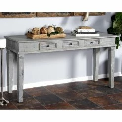 Best Sale 👍 Rustic Console Tables DecMode Rustic 3 Drawer Mahogany Wood Console Cabinet 🎉